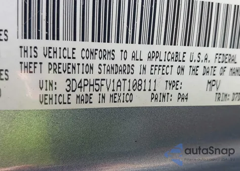 2010 Dodge Journey Sxt z USA, uszkodzony, nr VIN 3D4PH5FV1AT108111